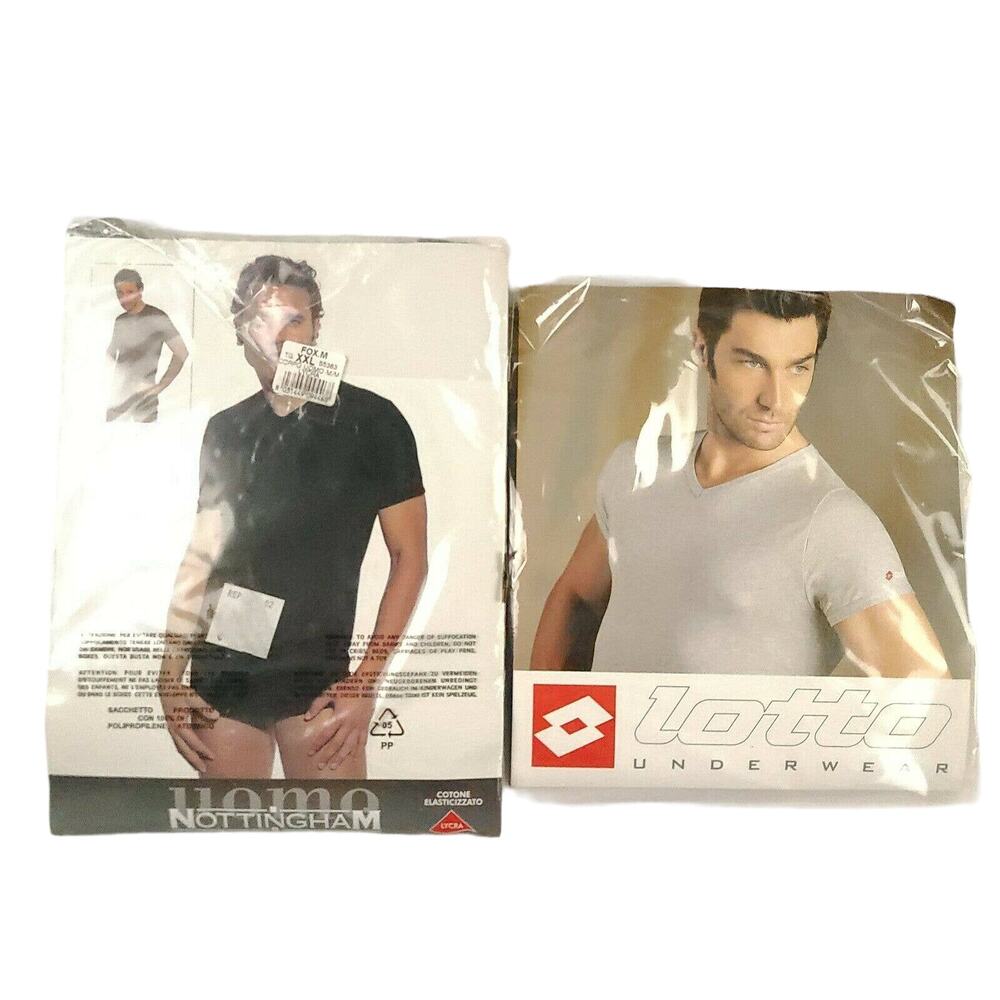 Mens XXL Undershirt Lot Vneck Lotto Underwear